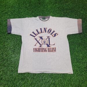 Vintage 1991 Illinois Fighting Illini T-Shirt Mens L Retired Chief Mascot